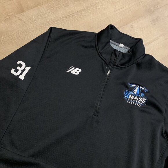 New Balance UMass Boston Beacons Lacrosse 1/4 Quarter Zip Jacket Men's XL Black - Picture 2 of 7